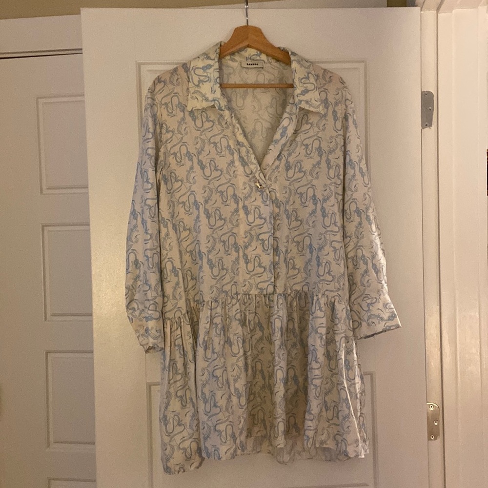 Sandro Chloe Printed Silk Dress, Size 38 (S)